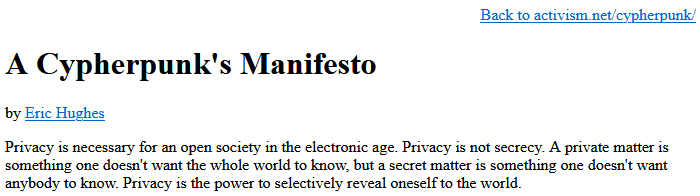 cypherpunk manifesto