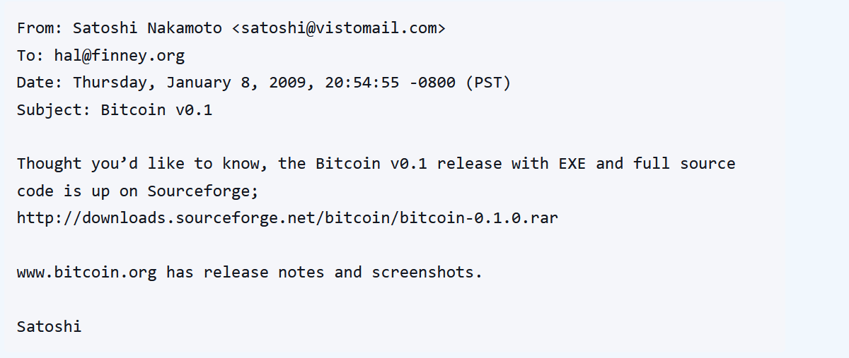 satoshi announces bitcoin v zero point one